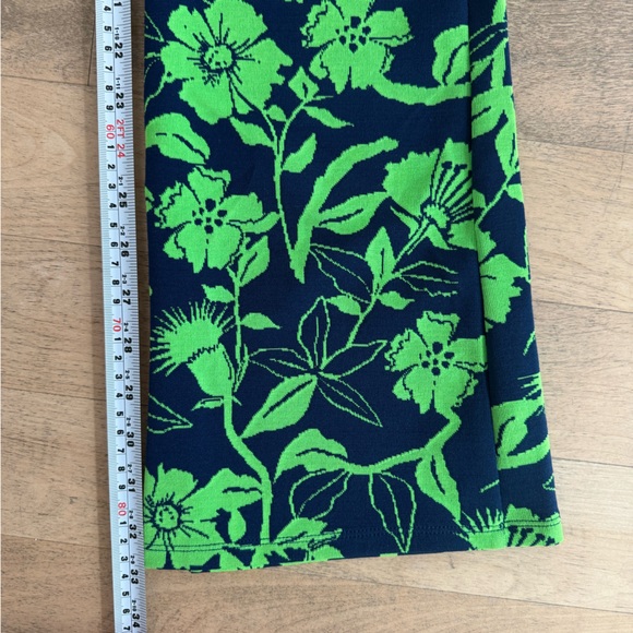 Zara flared navy & green jacquard high-waisted leggings / pants S Worn once. - Picture 7 of 7